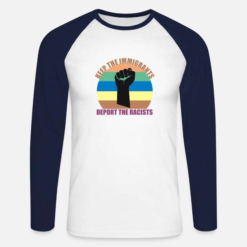 Einwanderung Einwanderer - Unisex Baseballshirt langarm - Weiß/Navy