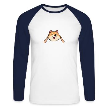 Doge Shiba Inu - Unisex Long Sleeve Baseball T-Shirt - white/navy - Front - Nik (191cm)