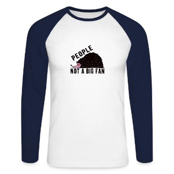 Hedgehugs kawaii hedehog People Not A Big Fan - Unisex Long Sleeve Baseball T-Shirt - white/navy - Front - Nik (191cm)