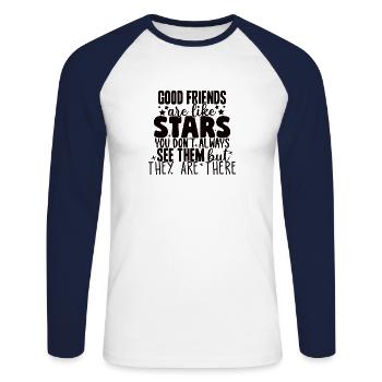 Good friends are like stars - Unisex Long Sleeve Baseball T-Shirt - white/navy - Front - Nik (191cm)