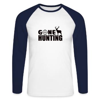 Gone Hunting - Deer Hunting T-shirt - Unisex Baseballshirt langarm - Weiß/Navy - Vorne - Nik (191cm)