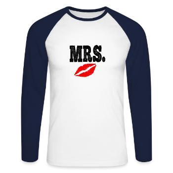 Couple ami ami Mr Mister - T-shirt baseball manches longues Homme - blanc/marine - Devant - Nik (191cm)