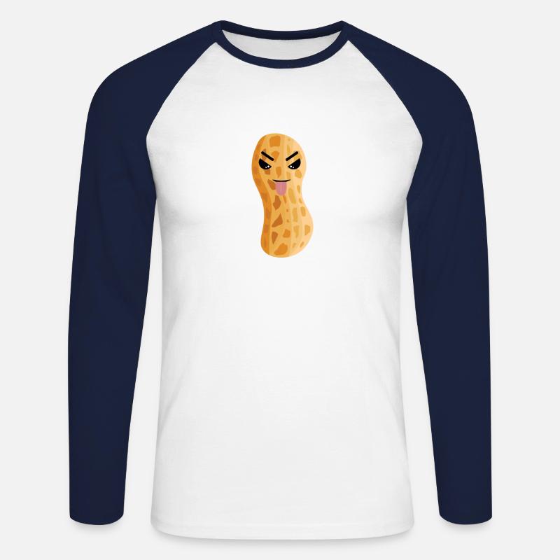 Erdnuss Erdnüsse Nuss Nüsse Speise - Unisex Baseballshirt langarm - Weiß/Navy