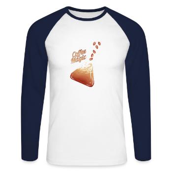 Erlenmeier Flask Coffee Beans Coffee Magic - Unisex Long Sleeve Baseball T-Shirt - white/navy - Front - Nik (191cm)