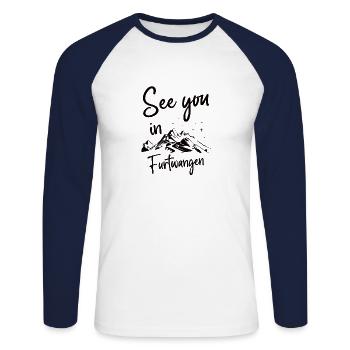 Furtwangen Ski Forêt Noire Snowboard - T-shirt baseball manches longues Homme - blanc/marine - Devant - Nik (191cm)