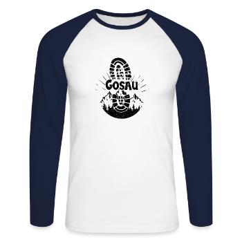 Gosau wandern Snowboarden Österreich - Unisex Baseballshirt langarm - Weiß/Navy - Vorne - Nik (191cm)
