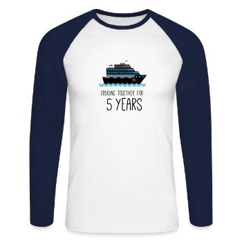 Cruising Together For 5 Years Wedding Anniversary - Unisex Long Sleeve Baseball T-Shirt - white/navy - Front - Nik (191cm)