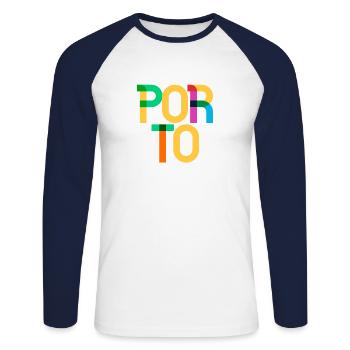 Porto Portugal CMYK Pop Art Style - Unisex Long Sleeve Baseball T-Shirt - white/navy - Front - Nik (191cm)