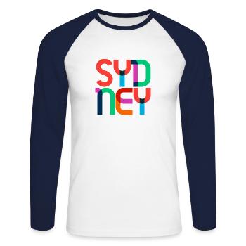 Sydney Australia CMYK Pop Art Style - Unisex Long Sleeve Baseball T-Shirt - white/navy - Front - Nik (191cm)