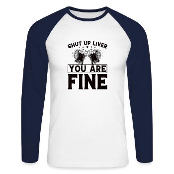 Bier Biersprüche Bierliebhaber Männertag Herrentag - Unisex Baseballshirt langarm - Weiß/Navy - Vorne - Nik (191cm)