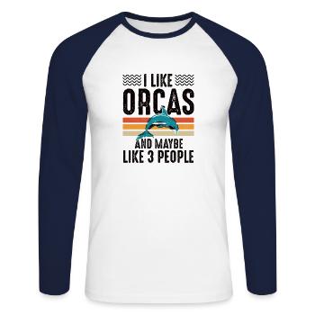 Orca Sea Nature Funny Marine Animals Water Ocean - Unisex Long Sleeve Baseball T-Shirt - white/navy - Front - Nik (191cm)