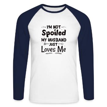 stolze Ehefrau Hochzeitstage Ehefrau Hochzeit - Unisex Baseballshirt langarm - Weiß/Navy - Vorne - Nik (191cm)