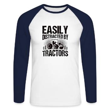 Farmer Tractor Agriculture Farmer Tractor Farm - Unisex Long Sleeve Baseball T-Shirt - white/navy - Front - Nik (191cm)