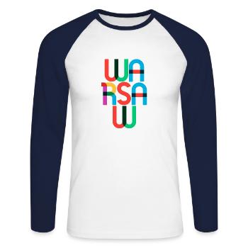 Warsaw Poland CMYK Pop Art Style - Unisex Long Sleeve Baseball T-Shirt - white/navy - Front - Nik (191cm)