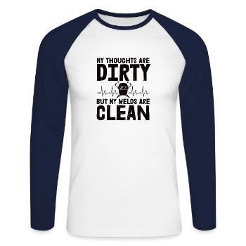 Welder Occupation Heat Steel Gas WIG MAG Welding - Unisex Long Sleeve Baseball T-Shirt - white/navy - Front - Nik (191cm)