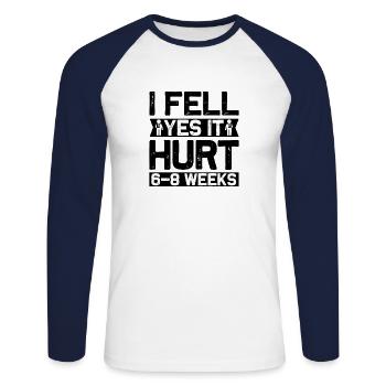 Arm Fracture Bone Fracture Stuntman Gypsum Arm Recovery - Unisex Long Sleeve Baseball T-Shirt - white/navy - Front - Nik (191cm)