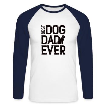 Chiens Animal de compagnie Propriétaire de chien Chien Ami Patte - T-shirt baseball manches longues Homme - blanc/marine - Devant - Nik (191cm)
