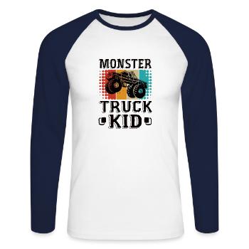 Monstertruck Monstertruck Kinder jam jump v8 laut - Unisex Baseballshirt langarm - Weiß/Navy - Vorne - Nik (191cm)
