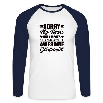 Girlfriend Boyfriend Partner Forgive Couples Couples - Unisex Long Sleeve Baseball T-Shirt - white/navy - Front - Nik (191cm)