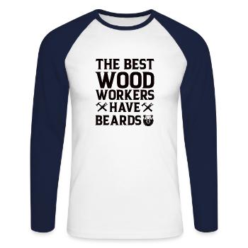 Lumberjack Beard Woodworker Man Chainsaw Forest - Unisex Long Sleeve Baseball T-Shirt - white/navy - Front - Nik (191cm)