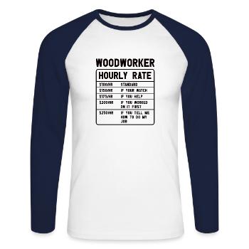 Tronçonneuse à bois Bûcheron Menuisier Escalade - T-shirt baseball manches longues Homme - blanc/marine - Devant - Nik (191cm)