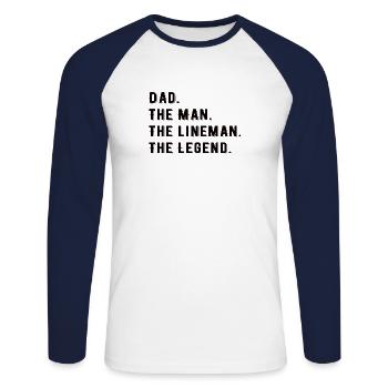 Leitungsmonteur Elektriker Freileitung Vater Papa - Unisex Baseballshirt langarm - Weiß/Navy - Vorne - Nik (191cm)