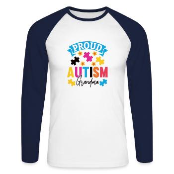 Autisme Mère Fille Fils Autistic Parents Enfant - T-shirt baseball manches longues Homme - blanc/marine - Devant - Nik (191cm)