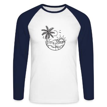 Digital drawing beach with palm trees - Unisex Long Sleeve Baseball T-Shirt - white/navy - Front - Nik (191cm)