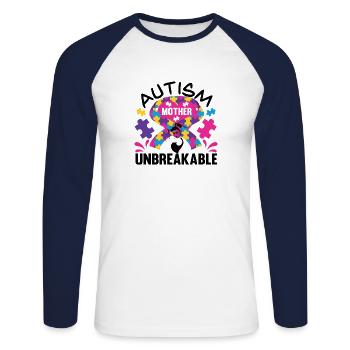 Autisme Mère Fille Fils Autistic Parents Enfant - T-shirt baseball manches longues Homme - blanc/marine - Devant - Nik (191cm)
