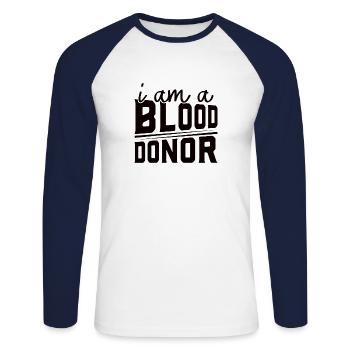 Blutspende Blutspenden Blutspender - Unisex Baseballshirt langarm - Weiß/Navy - Vorne - Nik (191cm)