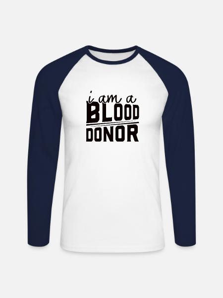 Blutspende Blutspenden Blutspender - Unisex Baseballshirt langarm - Weiß/Navy