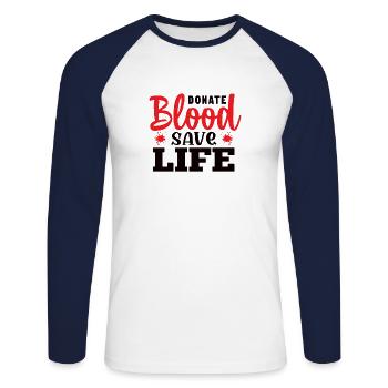 Don de sang Donneurs de sang Donneurs de sang - T-shirt baseball manches longues Homme - blanc/marine - Devant - Nik (191cm)