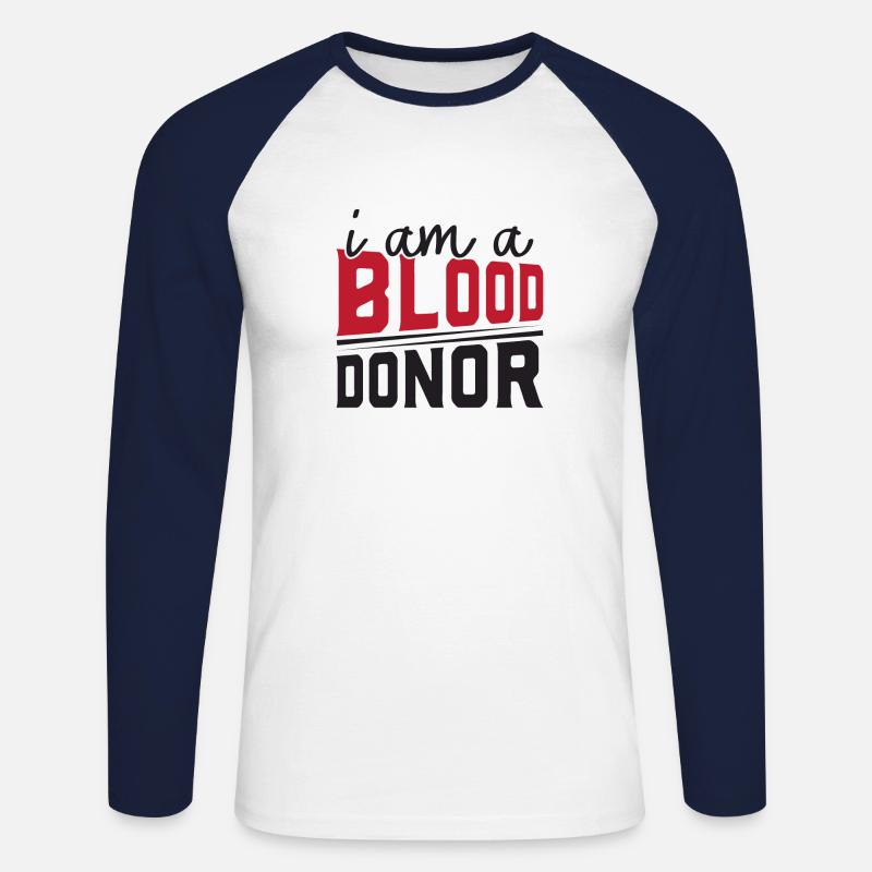 Blutspende Blutspenden Blutspender - Unisex Baseballshirt langarm - Weiß/Navy