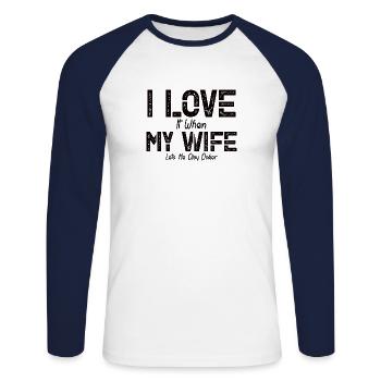 Poker Wife Married Poker Chips Card Play - Unisex Long Sleeve Baseball T-Shirt - white/navy - Front - Nik (191cm)