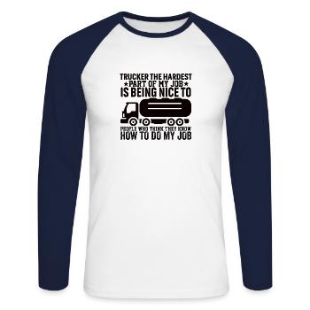 Chauffeur de camion Chauffeur de camion Diesel - T-shirt baseball manches longues Homme - blanc/marine - Devant - Nik (191cm)