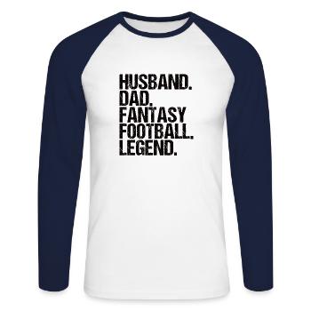 Fantasy Football Père Légende Mari Fantasy - T-shirt baseball manches longues Homme - blanc/marine - Devant - Nik (191cm)