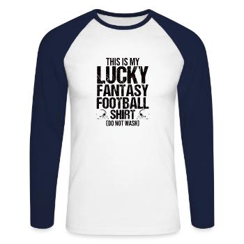 Fantasy Football Père Légende Mari Fantasy - T-shirt baseball manches longues Homme - blanc/marine - Devant - Nik (191cm)
