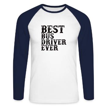 Chauffeur d’autobus Profession Profession Travail Cadeau - T-shirt baseball manches longues Homme - blanc/marine - Devant - Nik (191cm)