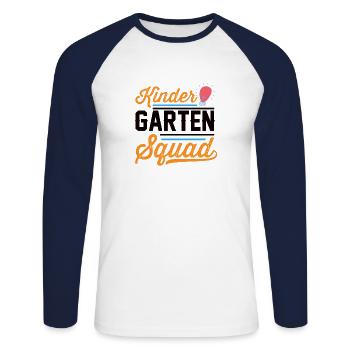 Kindergarten Group Parents Educator Preschool - Unisex Long Sleeve Baseball T-Shirt - white/navy - Front - Nik (191cm)