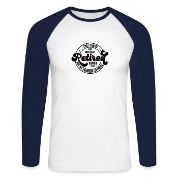Rente 2023 Pension Rentner Geschenkidee - Unisex Baseballshirt langarm - Weiß/Navy - Vorne - Nik (191cm)