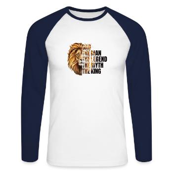 papa lion, père, cadeau de fête des pères, fête des pères - T-shirt baseball manches longues Homme - blanc/marine - Devant - Nik (191cm)