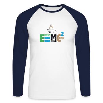 Energie ist Milch und Kaffee Masse Energie Formel - Unisex Baseballshirt langarm - Weiß/Navy - Vorne - Nik (191cm)