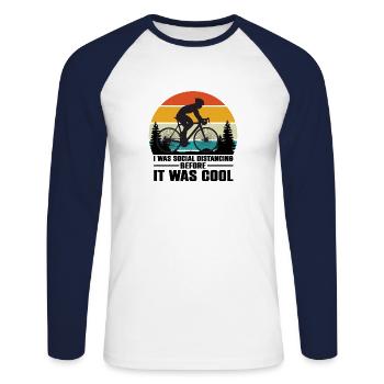 Bester Vater Fahrrad fahren Cooler Papa E-Bike - Unisex Baseballshirt langarm - Weiß/Navy - Vorne - Nik (191cm)