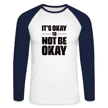 Qui est le parfait, s’il vous plaît ? Je ne le fais pas et c’est OK - T-shirt baseball manches longues Homme - blanc/marine - Devant - Nik (191cm)