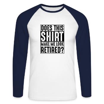 Rentner Opa Pension Ruhestand Büro Mitarbeiter - Unisex Baseballshirt langarm - Weiß/Navy - Vorne - Nik (191cm)