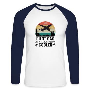 Pilot Airplane Glider Flying Sports Papa Father - Unisex Long Sleeve Baseball T-Shirt - white/navy - Front - Nik (191cm)