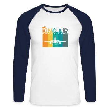 Pilot Flugzeug fliegen Flugsport Geschenkidee - Unisex Baseballshirt langarm - Weiß/Navy - Vorne - Nik (191cm)