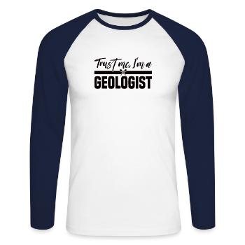 Geologe Erdkruste Naturwissenschaften Gestein Fels - Unisex Baseballshirt langarm - Weiß/Navy - Vorne - Nik (191cm)