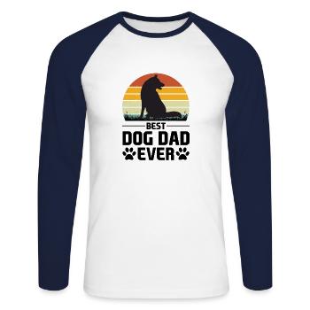 Propriétaire de chien Propriétaire de chien Propriétaire de chien Amoureux des chiens Gassi - T-shirt baseball manches longues Homme - blanc/marine - Devant - Nik (191cm)