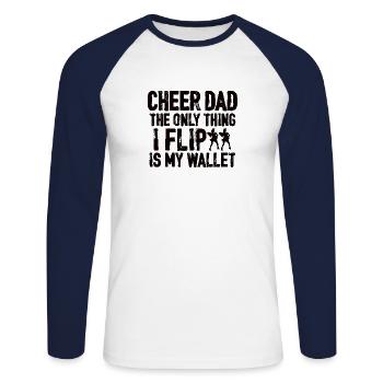 Cheerleading Papa Cheerleader Father Cheer Dad - Unisex Long Sleeve Baseball T-Shirt - white/navy - Front - Nik (191cm)